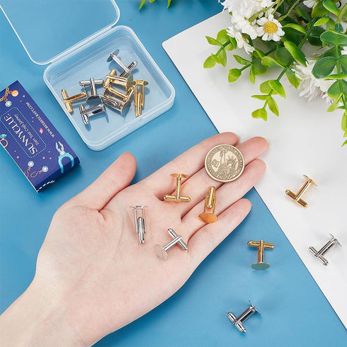 SUNNYCLUE 20Pcs Silver Cufflink Blanks Gold Round Cufflinks Brass Business Tuxedo Tray Bezel Blanks Cufflink Studs Settings for Men's Cuff Links W...