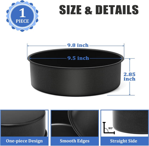 P&P CHEF 9.5 x 3 Inch Nonstick Round Cake Pan, Round Baking Pan for Large Birthday Layer Cake, Deep Side & One-piece Design, Stainless Steel Core ...