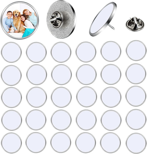 Sublimation Blank Pins DIY Button Badge, Sublimation Silver Blank Base Pins Aluminum Sheet with Butterfly Pin Backs for DIY Craft Jewelry Making L...