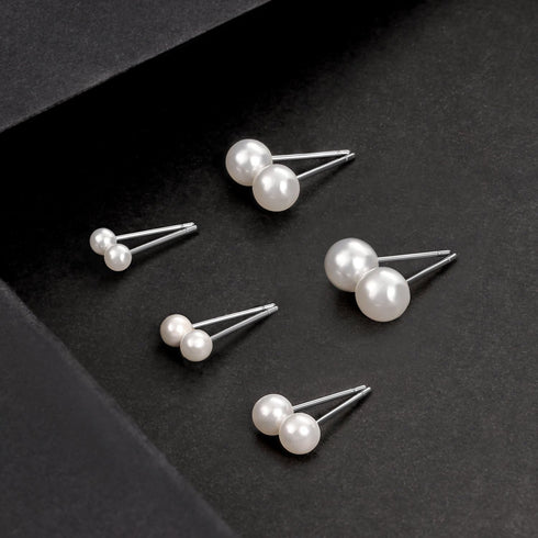 Charisma 3-7mm Composite Pearl Earrings Round Ball Pearls Stud Earrings Hypoallergenic 5 Pairs Mixed Sizes Imitation Pearl Earrings Set for Women...