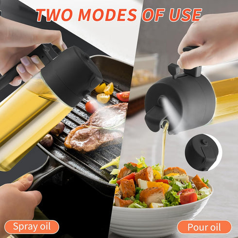 2 in 1 Oil Dispenser and Oil Sprayer Premium Olive Oil Dispenser Bottle with Non-Drip Spout Oil Mister Oil Spray Bottle for Cooking, Kitchen, Sala...