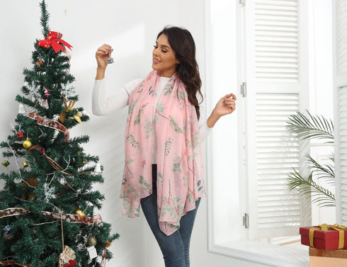 Rose Fashion Birth Flower Scarf For Women Christmas Scarf Shawls And Wraps Birthday Gifts Set Box For Mum/Grandma/Bridesmaid Unique Winter Idea We...