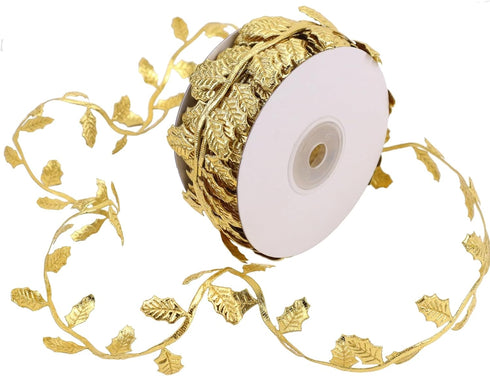 Gold Leaf Ribbon 10Yards Leaves Trim Rope Artificial Leaf Ribbon for Garland Gift Wrapping Party Wedding Home Decorations...