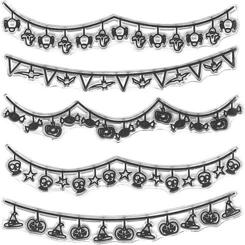 Halloween Clear Stamps for Card Making Decoration DIY Scrapbooking, Halloween Banners Transparent Rubber Seal Stamps for Photo Card Album Crafting...