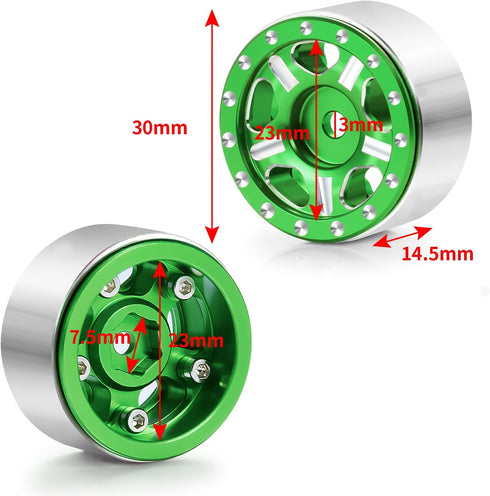 RC-Hub 4Pcs Aluminum Alloy 1.0" Micro Beadlock Wheels for 1/24 Axial SCX24 90081 AXI00001 AXI00002 RC Crawler Car (Green)...