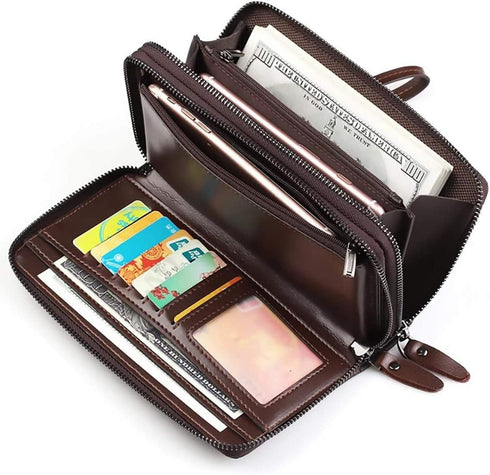 Large Wallet Clutch Long Leather Phone Purse Business Hand Clutch Bag Card Holder Travel Wallet for Men Women Father Husband...