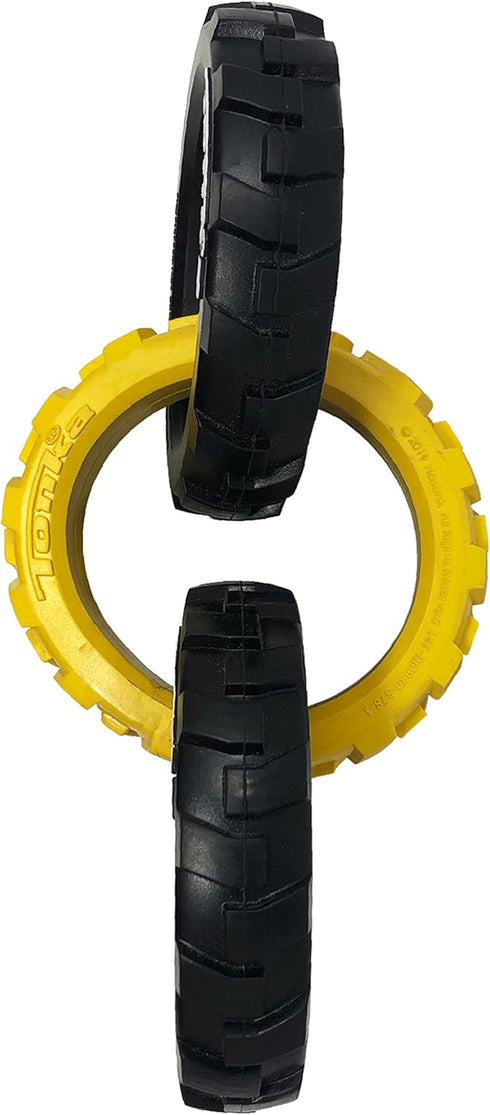 Tonka Rubber 3-Ring Tug Dog Toy, Lightweight, Durable and Water Resistant, 10.5 Inches, for Medium/Large Breeds, Single Unit, Yellow/Black...