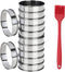 12PCS English Muffin Rings, Double Rolled Stainless Steel Cooking Rings, Crumpet Rings 4 + 3.15 Inch Round Metal Cooking Pastry Ring Molds for Kit...