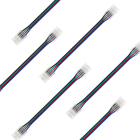 4 Pin RGB Led Connectors for Strip Lights 10mm Wide Unwired Gapless Solderless Transparent 22Awg Extension Wire Quick Connectors Adapter(6 pcs)...