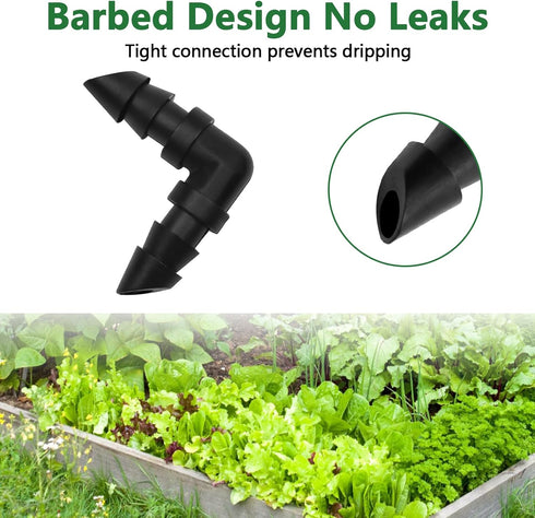 60 Pack Drip Irrigation 1/4" Barbed Elbow Fittings, Barbed Connectors for 1/4 Inch Irrigation Tubing Drip Line 90 Degree Elbow for Drip Sprinkler ...
