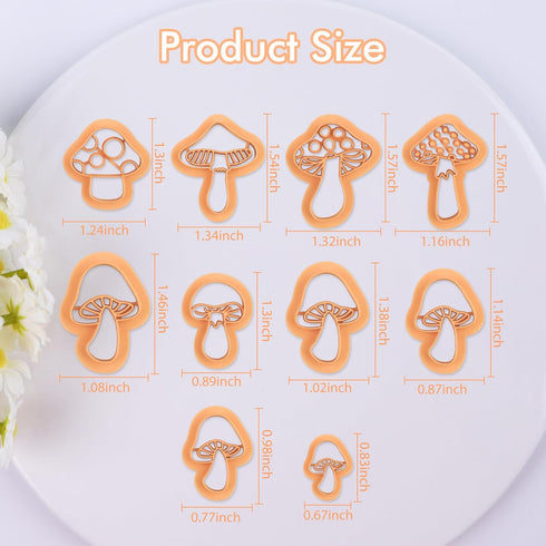 Puocaon Mushroom Polymer Clay Cutters - 10 Pcs 3D Clay Cutters for Earrings Making, Boho Mushroom Clay Cutters for Polymer Clay Jewelry, Cute Clay...
