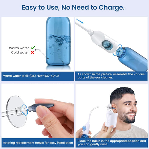 Ear Wax Removal, Ear Wax Removal Tool, Ear Cleaning Kit, Manual Ear Irrigation Flushing System, Safe and Effective to Clean Ear Built Up Wax...