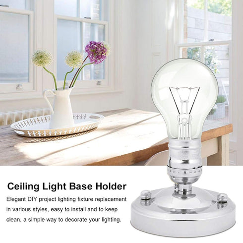 E26/E27 Ceiling/Wall Light Base Holder, Converter Adapter Light Pendant Bulb Lamp Screw Socket for Home Improvement(Silver)...