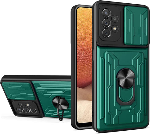 CCSmall Case for Samsung Galaxy A32 4G (Not 5G) with Card Holder, Heavy Duty Protection Phone Case with Magnetic Ring Kickstand Slide Camera Cover...