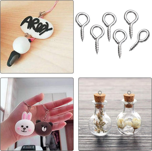 BronaGrand Small Eye Hooks,100pcs 13x7mm Mini Eye Pins Eye Screw Hooks Metal Eyelets Screw Eye Lags for Resin Jewelry Bead Plastic Wood...