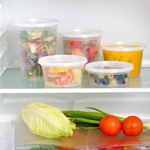 Food Storage Containers with Lids 20 oz Freezer Deli Cups BPA-Free Leakproof Round Clear Takeout Container Meal Prep Microwavable, Airtight Lids -...