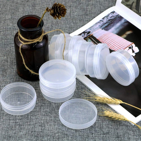 20Pack Round Clear Frosted Plastic Bead Storage Containers Box Case with Screw Top Lids,Cylinder Stackable Bead Containers for Make Up,Eye,Pills,G...