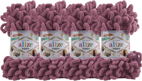 4 skn/Ball Alize Puffy Baby Big Loop Blanket Yarn 100% Micropolyester Soft Yarn 400gr 39.3 yds (28-Rose)......