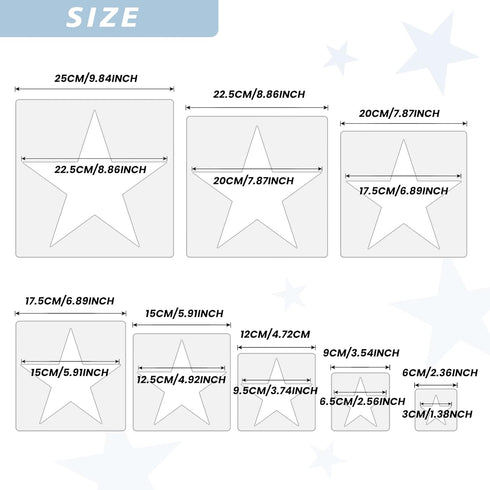 Large Star Stencil for Painting Template 5 Point Star Template Reusable Plastic Stencils,for Home Decoration Arts Paper Fabric Flag(8 Sizes)...