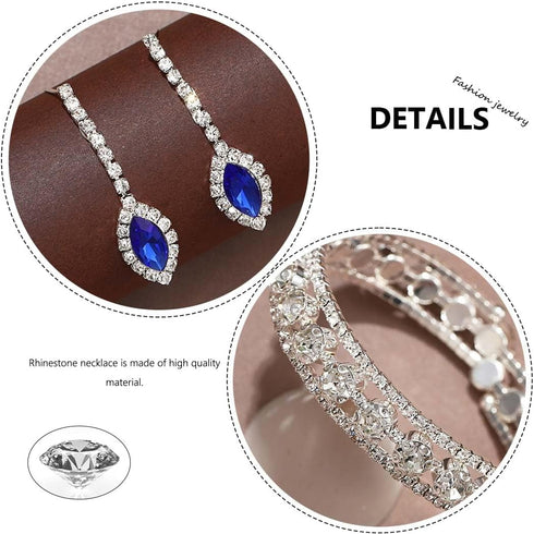 Rhinestone Jewelry Set Bridal Jewelry Sets Silver Prom Jewelry Sets Sparkly Wedding Necklace Jewelry Accessories for Women...