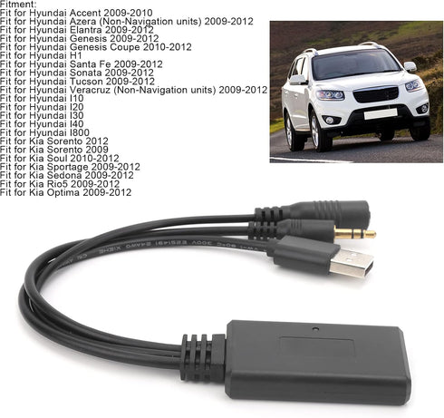 KIMISS Auto Bluetooth Cable AUX Microphone Adapter Fit for Accent/Azera/Elantra/Car AUX Adapter for Professional Use...