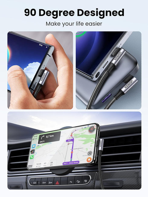 UGREEN 100W USB C to USB C Cable, 90 Degree Type C Cable for iPhone 15/15 Plus/15 Pro/15 Pro Max, MacBook Pro 2022, iPad Pro 2022, Samsung Galaxy ...