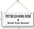 Toilet Warning Sign- Put The Lid Down, Flush & Wash Your Hands, Retro Style Bathroom Toilet Sign (5" X 10")...