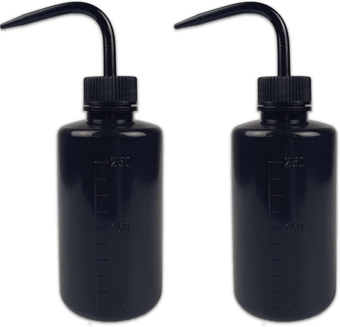 2Pcs 250ml 8.5oz Plastic Safety Wash Bottle,Narrow Mouth Squeeze Bottles for Tattoo Wash?Chemistry, Industry, Lab & Gardening-Black...