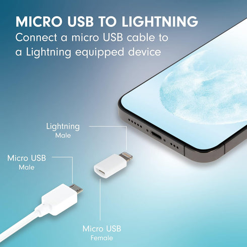 VisionTek Micro USB to Lightning Adapter – 2 Pack – MFi Certified Adapter for iPhone, Ipad, iPod and AirPods. Compatible with iPhone 12/12 Pro/12 ...