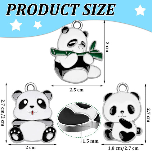 Hicarer 15 Pieces Panda Charm Metal Animal Pendant Panda Decorative Charm 30 x 20 mm Alloy Enamel Black and White Cute Beads for Jewelry Making, 3...