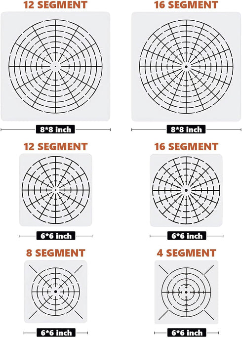 6 Pieces Mandala Dot Painting Tool Stencils Template Set, 4/8/12/16 Segment Creative Mandala Stencils Reusable Painting Stencils for DIY Painting ...