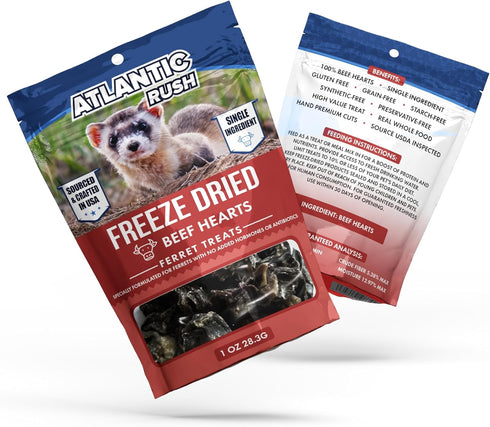 Freeze Dried Ferret Treats - 1oz Resealable Bag of Treats for Ferrets - Beef Heart Ferret Snacks - Single Ingredient Ferret Food With No Preservat...
