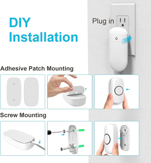 SECRUI Wireless Doorbell with 2 Buttons – Doorbell Kits for Front Door Back Door– Battery Operated Doorbell with 52 Chimes, LED Flash, 5 Volume Le...