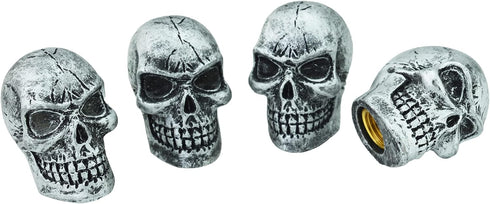 Abfer Skull Tire Wheel Air Cap Valve Stem Covers Car Decorative Accessories Fit Most Vehicle Truck Motorcycles Bikes (Silver)...