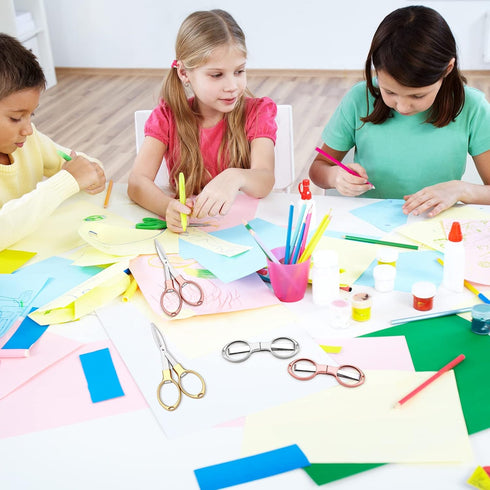 Stainless Steel Scissors Anti Rust Folding Scissors Glasses Shaped Mini Shear for Home and Travel Use (6)...