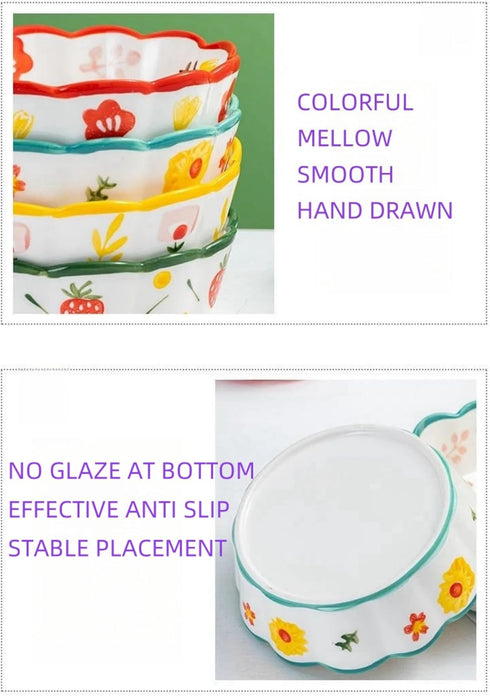 Premium Cat Food Bowl Set of 2, 6” Ceramic Cat Water Bowl, Cute Cat Bowls for Indoor Cats, Shallow Weighted Cat Dishes for Wet Food, Whisker Fatig...