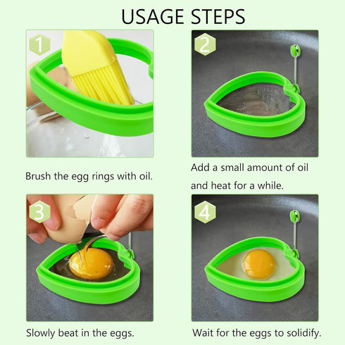 Food Grade Silicone Egg Rings, 4 Pack Egg Ring Molds for Cooking, Non-stick Fried Egg Rings(Multicolor, Heart-shaped)...
