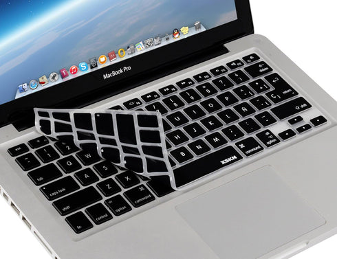 XSKN Spanish Language Silicone Keyboard Skin Cover for MacBook Air 13 & MacBook Pro 13 15 17 inch (US& European ISO Keyboard) (Black)...