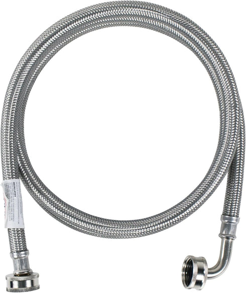 Certified Appliance Accessories Washing Machine Hose with 90 Degree Elbow, Hot or Cold Water Supply Line, 6 Feet, PVC Core with Premium Braided St...
