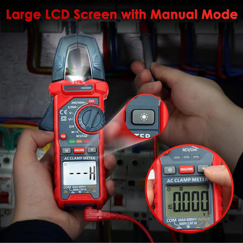 AstroAI Digital Clamp Meter Multimeter 2000 Counts Amp Voltage Tester Auto-ranging with AC/DC Voltage, AC Current, Resistance, Capacitance, Contin...
