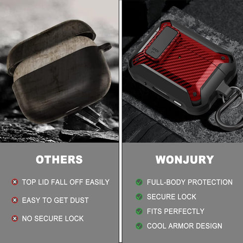 Airpods Pro Case Cover for Men Lock with Cleaner kit, Military Armor Series Full-Body AirPod Pro Case with Keychain Cool Air Pod Pro Shockproof Pr...