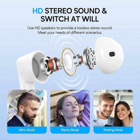 BEBEN Wireless Earbuds 35H Playtime Waterproof Bluetoth Ear Buds, Touch Control Stereo Sound Bluetooth Earbuds with Mic, Wireless Headphones with ...