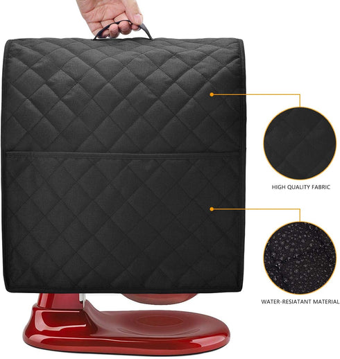 Stand Mixer Dust Cover with 3 Pockets Compatible with KitchenAid Tilt Head, Easy Cleaning?Can Ironable (Black, Fits for 4.5-Quart and All 5-Quart)...