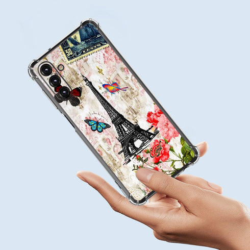 Galaxy A15 5G Case,Paris Tower Butterfly Drop Protection Shockproof Case TPU Full Body Protective Scratch-Resistant Cover for Samsung Galaxy A15 5...