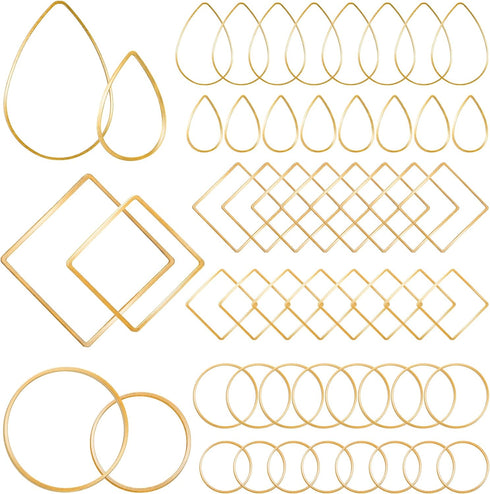 PAGOW 96Pcs Earring Hoop Jewelry Making, Hypoallergenic Teardrop Square Round Gold Earrings Beading Hoop Bulk for DIY Crafts Accessories Supplies...