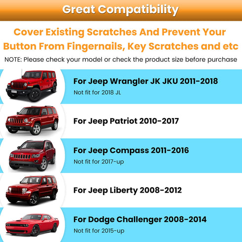Audio Air Conditioning Button Cover Decoration Twist Switch Ring Trim for Jeep Wrangler JK JKU Patriot 2011-2018, Compass 11-16, Liberty 08-12, Do...