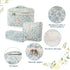 3 Pcs Cotton Quilted Makeup Bag Set, Floral Cotton Cosmetic Bag, Aesthetic Toiletry Travel Organizer Bag for Women...