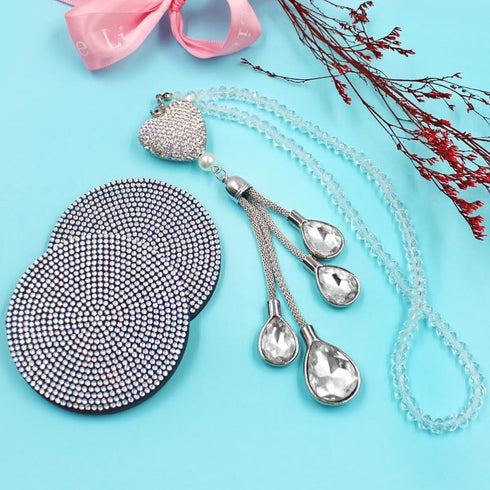 3 pcs Bling Car Accessories for Women, DaKuan 1 pcs Heart Diamond Car Hanging Accessories, Car Rear View Mirror Accessories with 2 pcs Car Cup Coa...