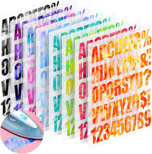 Cysincos Iron on Letters for Clothing Heat Transfer T Shirts Sticker Vinyl Letter Patches Iron on Decals Clothing Hat Pillow Backpack DIY Craft Su...