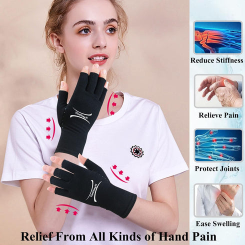 2 Pairs Arthritis Gloves for Pain Relief, Compression Gloves for Arthritis, Carpal Tunnel, Osteoarthritis, Joint, Typing, Driving, Fingerless Hand...